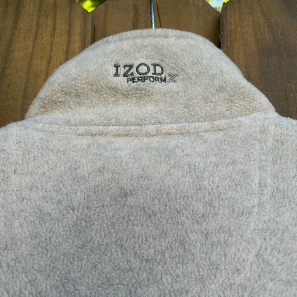 Izod Men's Performance X Light Gray Quarter Zip-Up/Drawcord Hem Sweater SZ M